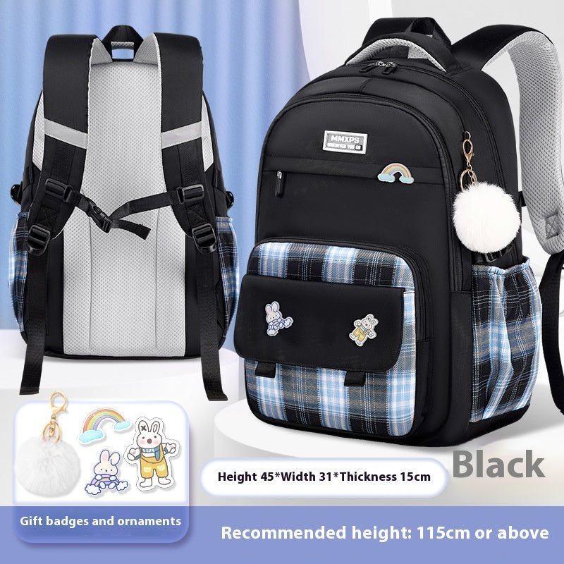 Primary School Student Schoolbag Girls' Plaid Backpack