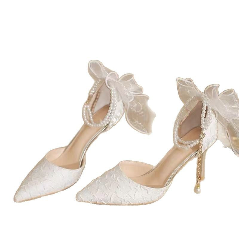 Back Bow Platform Pointed-toe Stiletto Sandals