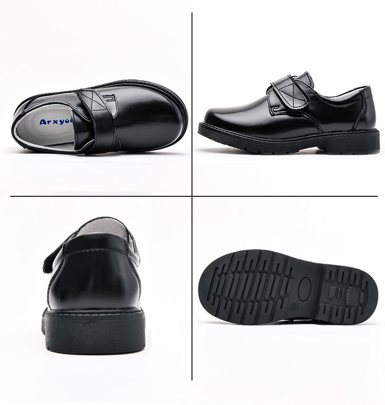 Boys' New British College Soft Sole Black Leather Shoes
