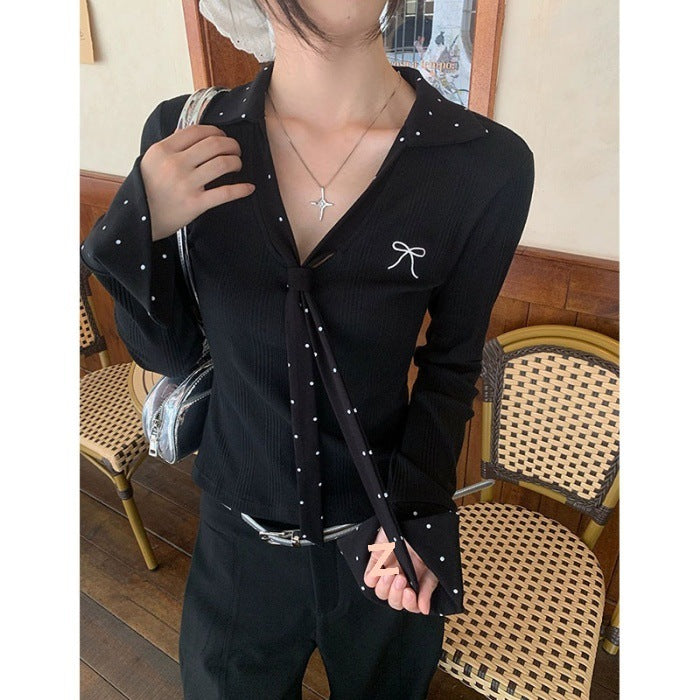 Premium Solid Color Polka Dot T-shirt For Women