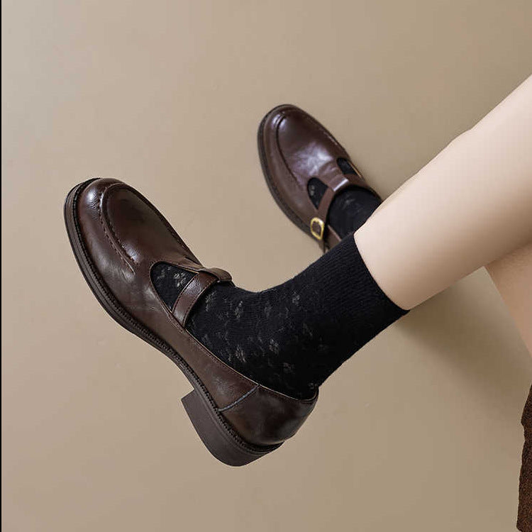 Women's Commuter French Platform Leather Shoes