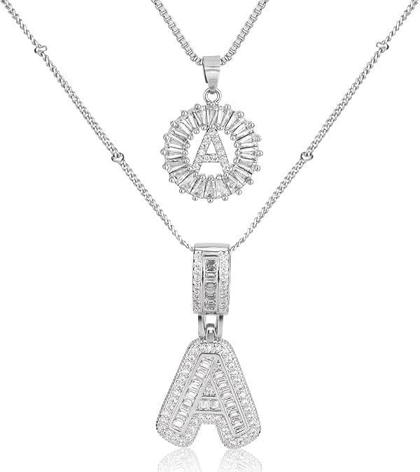 26 English Letters Copper-plated Gold Diamond Pendant Necklace