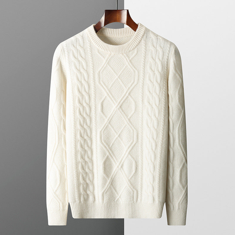 Men's Pullover Twist Round Neck Base Knitwear Loose-fitting Oversized Sweater