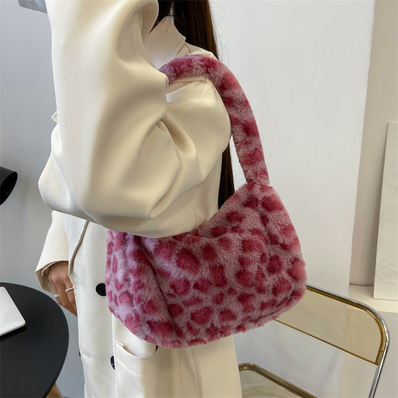 Handbag Fashion Shoulder Bag Casual Retro Plush Underarm Bag