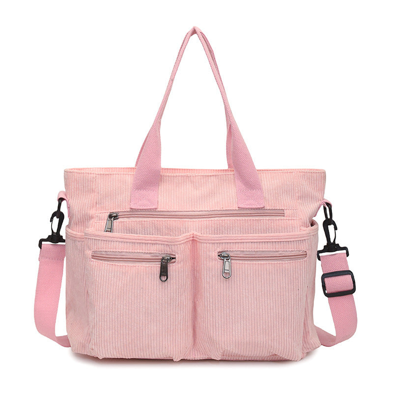 Korean Style Simple Large Capacity Fashion Corduroy Shoulder Bag