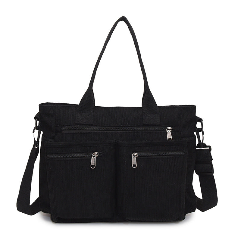 Korean Style Simple Large Capacity Fashion Corduroy Shoulder Bag