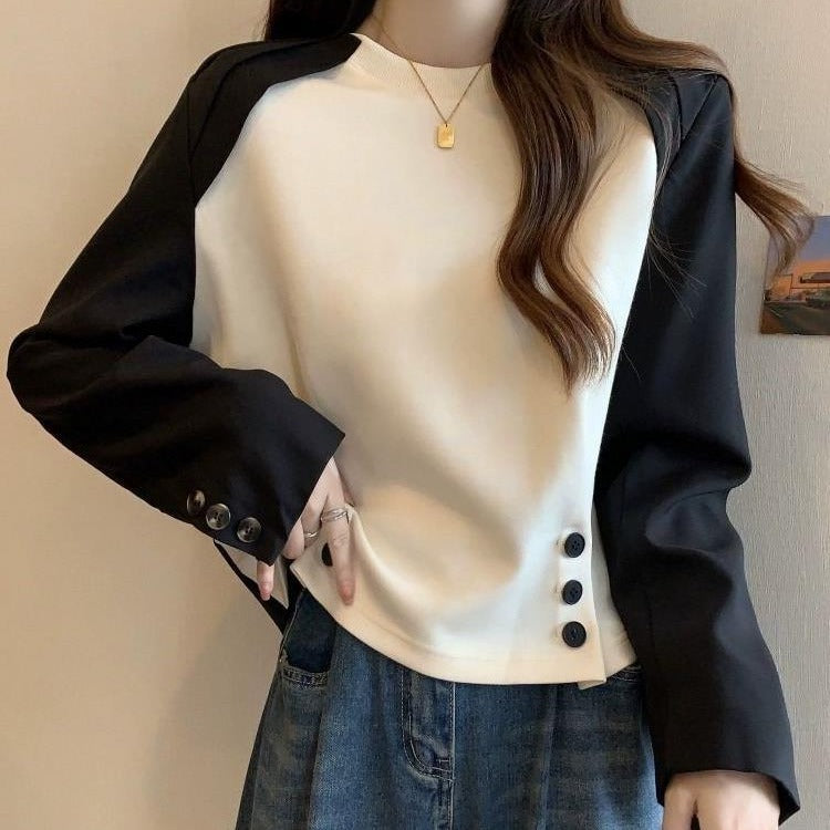 Slimming And Belly-covering Design Niche Fashion Long Sleeve T-shirt