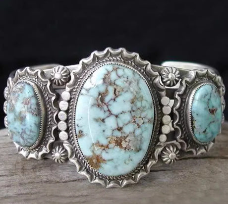 Silver Green Stone Bubble Eight Leaf Green Agate Ring For Men And Women