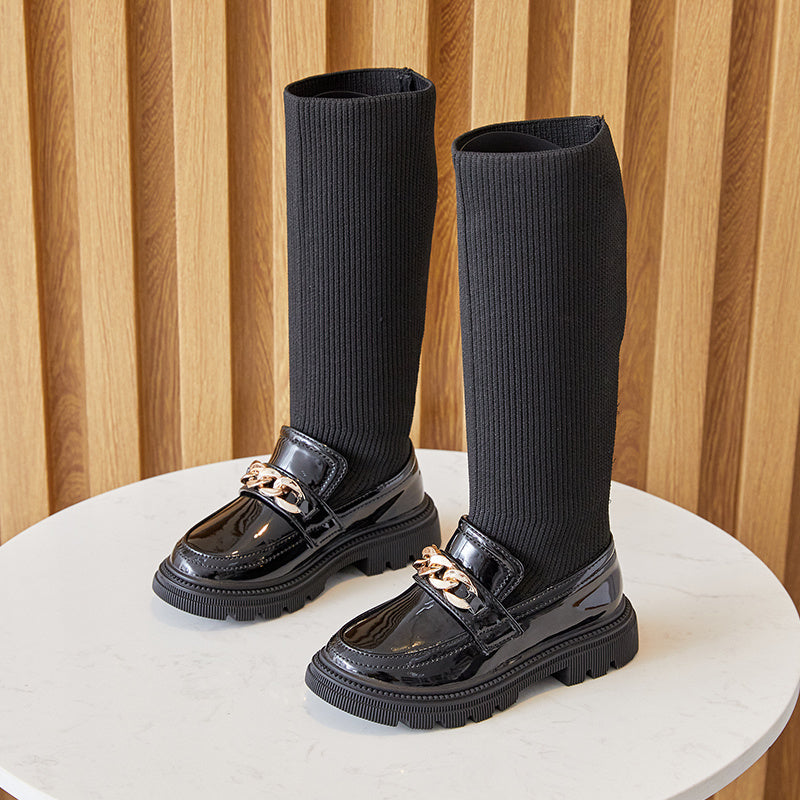 Children's Princess Black Leather Shoes