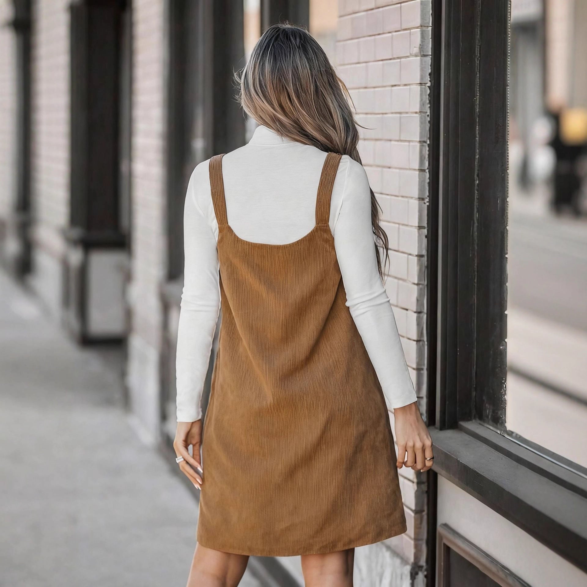 Versatile Loose Corduroy Overall Skirt For Women