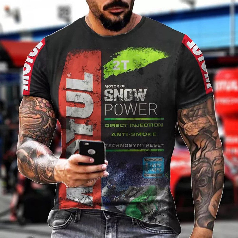 Men's Round Neck Pullover Short Sleeve Tee Digital Print Is Popular On The Street
