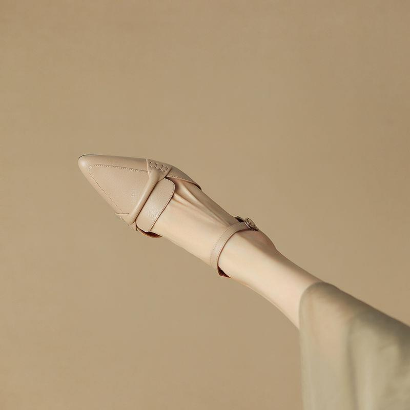 Pointed Toe Chunky Heel Retro Closed Toe Women's Sandals