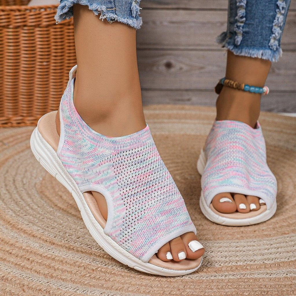 Large Size Flat Bottom Flyknit Women's Sandals