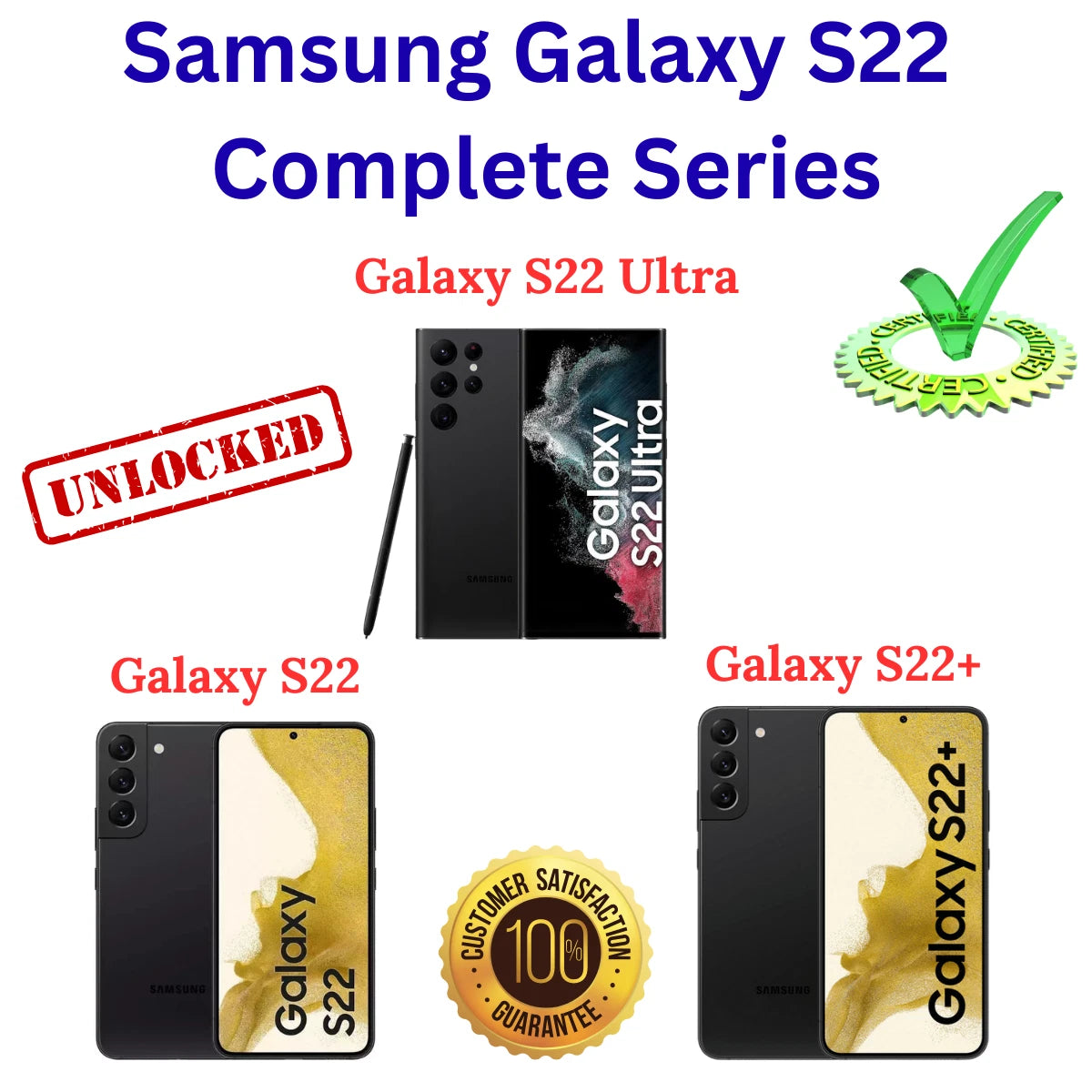 Samsung Galaxy S22, S22+ Plus, S22 Ultra 5G 128GB/256GB/512GB Mobile Phone A+