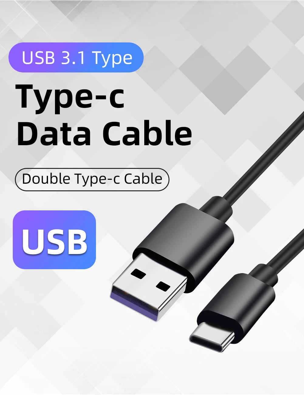 USB to Type C Charger Cable Fast Charging Lead Data Cord for Samsung 1M
